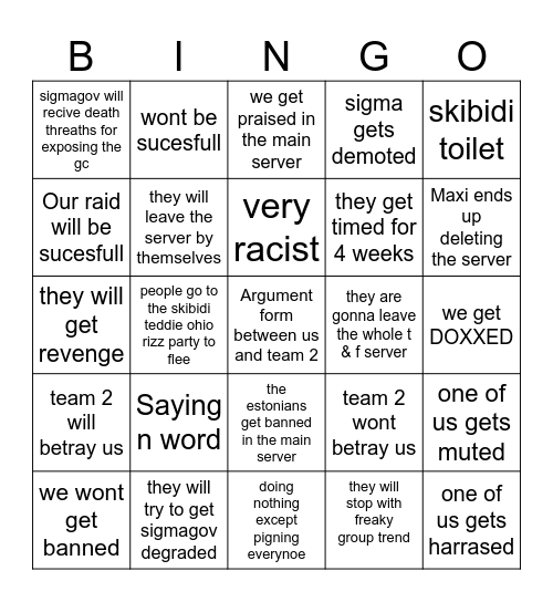 Raid Bingo Card