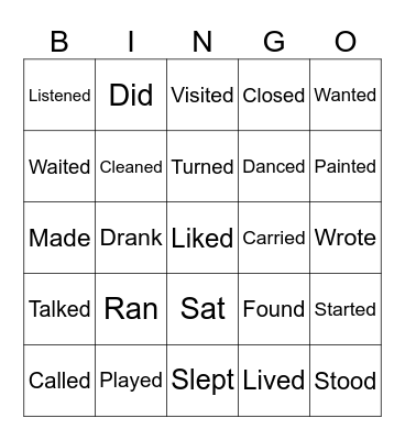 Simple Past Verbs Bingo Card