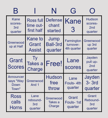 Bulldogs vs.Farmington Bingo Card