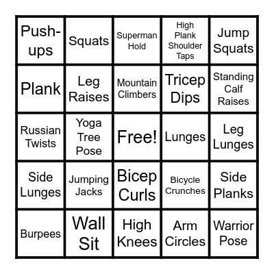 MultiFit FITNESS TAMBOLA Bingo Card