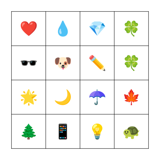 Emoji Bingo Card