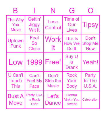 New Year's Party!! Bingo Card
