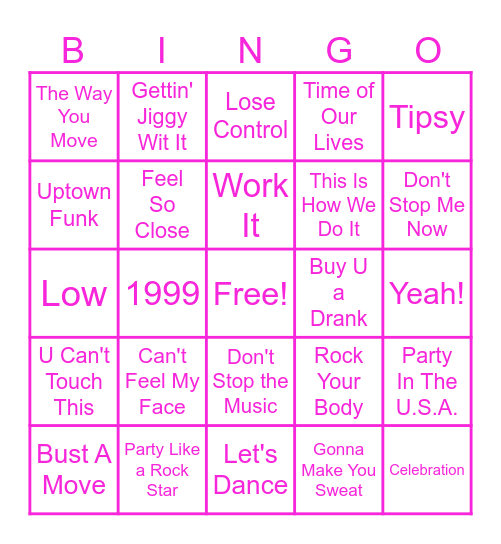 New Year's Party!! Bingo Card
