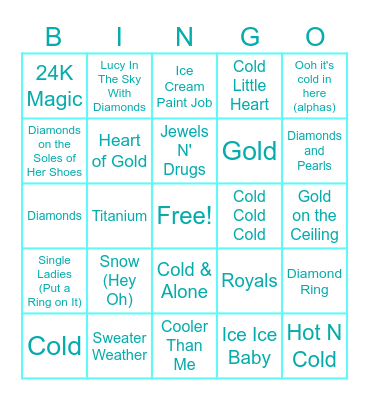 ICED Out Bingo Card