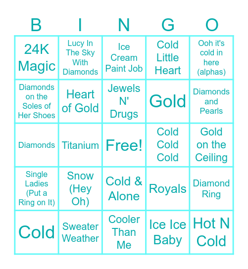 ICED Out Bingo Card