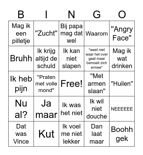 Weekend Bingo Card