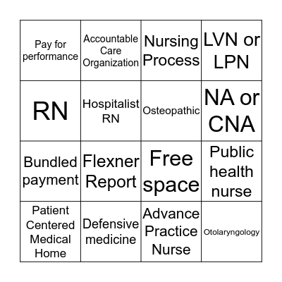 Physicians and Nurses Bingo Card