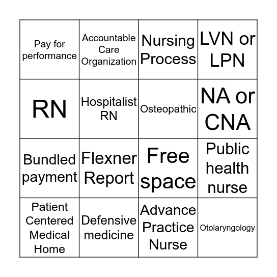 Physicians and Nurses Bingo Card