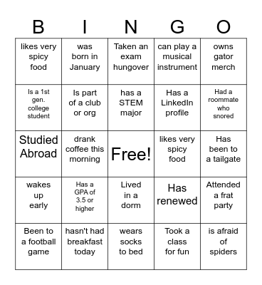 Find Someone Who Bingo Card