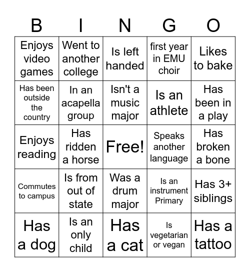 Find Someone who... Bingo Card