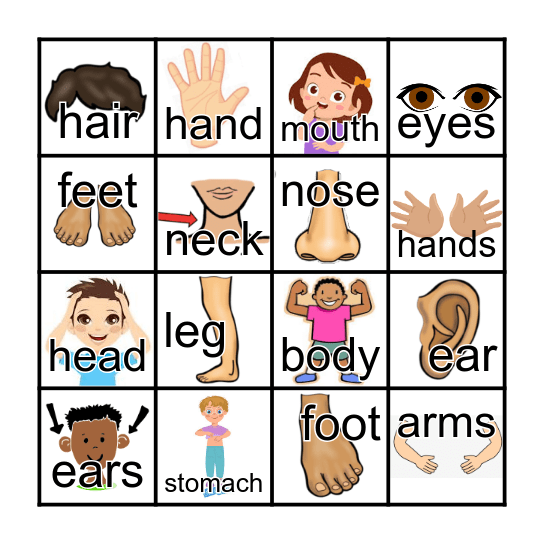 FFF BODY PARTS  1 Bingo Card
