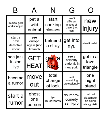 new years BANGO Bingo Card