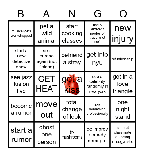 new years BANGO Bingo Card