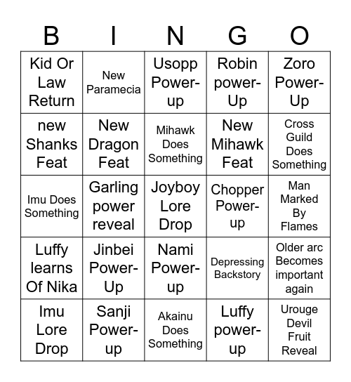 2025 One Piece Bingo Card