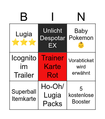Pokemon TGC Bingo Card