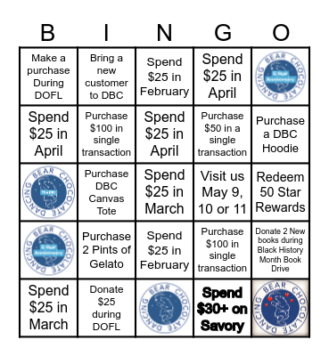 Dancing Bear 5 Year Bingo Card