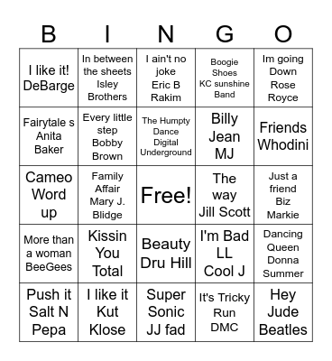 Khadeejahs Place Music Bingo Card