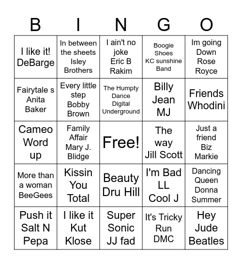Khadeejahs Place Music Bingo Card