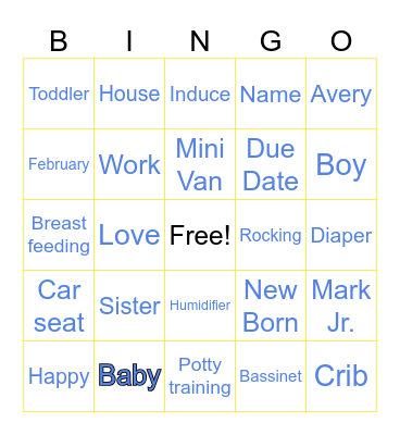 Baby Boy Sprinkled with Love Bingo Card