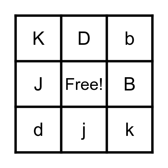 Letter Game Bingo Card