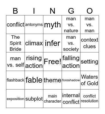 Fiction Bingo Card