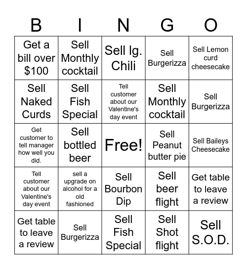 Brick's Bingo Card