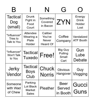 SHOT SHOW Bingo Card