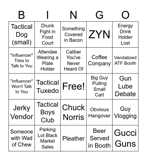 SHOT SHOW Bingo Card