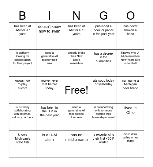 Find someone who... Bingo Card