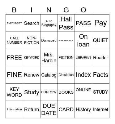 LIBRARY WORDS Bingo Card