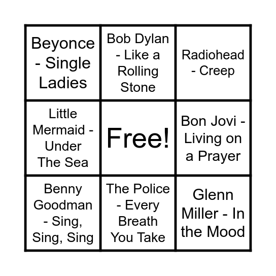 HUMPHREY'S MUZIEKBINGO Card