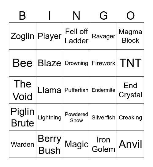 Death Bingo Card