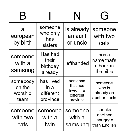 Through The Roof Bingo Card