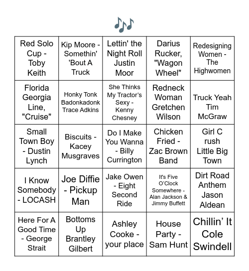 GONE COUNTRY Bingo Card