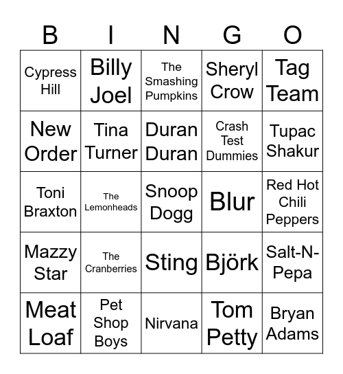1993 Bingo Card