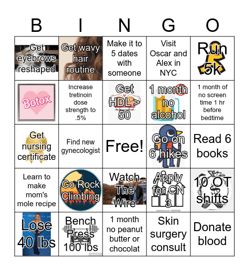 Karen 2025 Resolutions Bingo Card