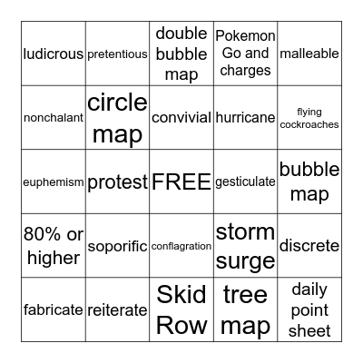 Strand's 1st Quarter Bingo Card