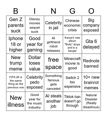 2025 bingo card Bingo Card