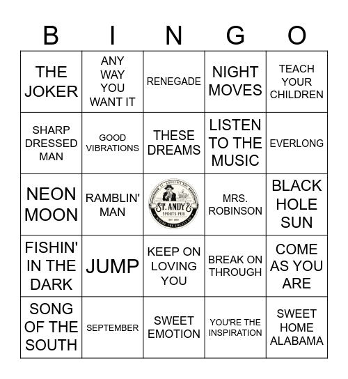 TOP 50 AMERICAN BANDS Bingo Card