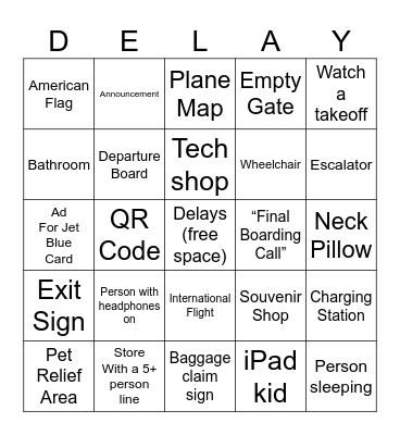 Airport Bingo Card