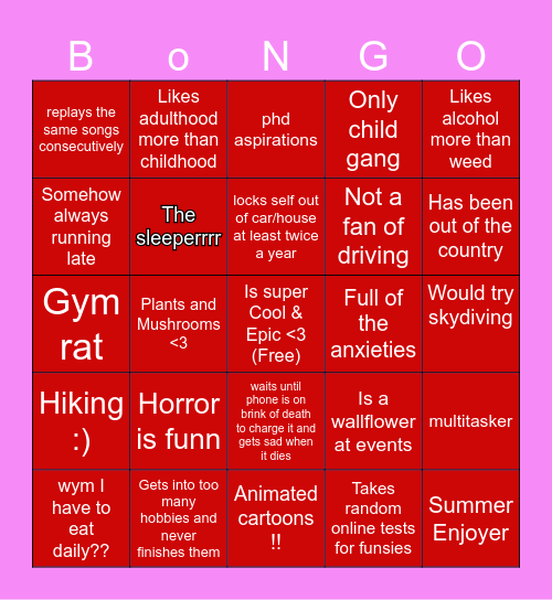 Are you Me :3 Bingo Card