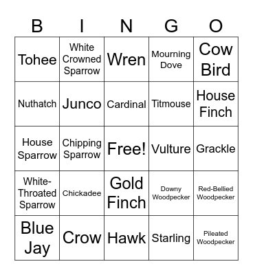 Backyard Bird-Watching Bingo Card
