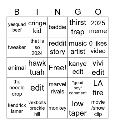 skibidi Bingo Card