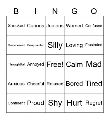 Feelings Bingo Card