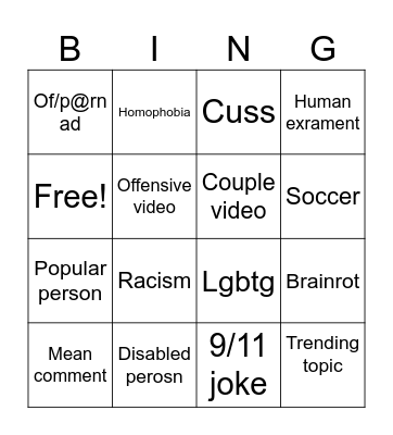 Instgram reels Bingo Card