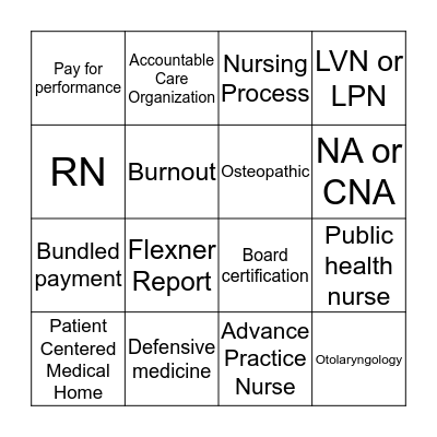 Physicians and Nurses Bingo Card