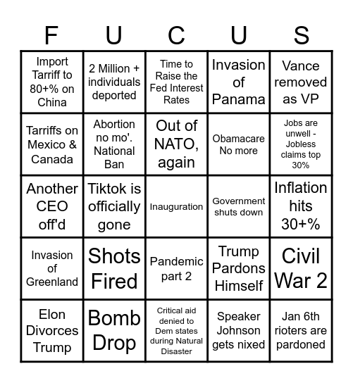 Presidental Bingo Card