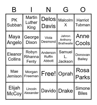 Black History Month Bingo Card