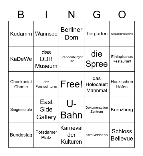 BERLIN VIDEO Bingo Card