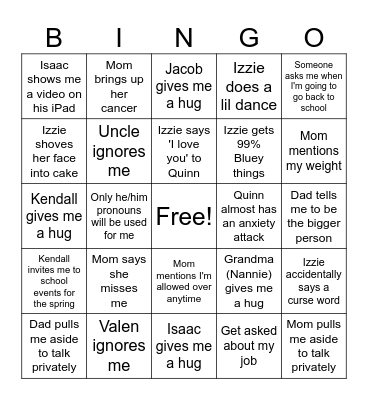 2nd bday fun Bingo Card